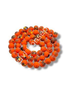El Yapımı Terrazzo Mat Küre Cam Boncuk Turuncu 7-8 mm