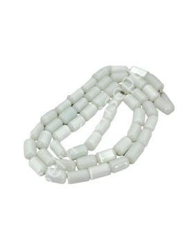 Oval Kesim Silindir Kedi Gözü Cam Boncuk Beyaz 10x7 mm
