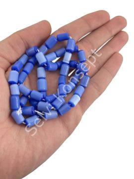 Oval Kesim Silindir Kedi Gözü Cam Boncuk Lacivert 10x7 mm