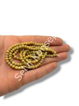 El Yapımı Mat Yuvarlak Dizi Cam Boncuk Krem 3~4 mm