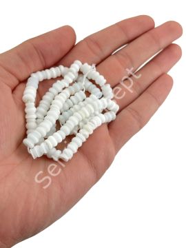 Burgulu Kedi Gözü Cam Boncuk Beyaz 9x7 mm