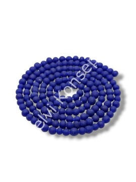 El Yapımı Mat Yuvarlak Dizi Cam Boncuk Lacivert 3~4 mm