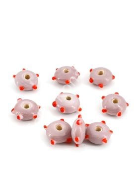 Murano Çıkıntılı Rondela Cam Boncuk Mürdüm 10 Adet