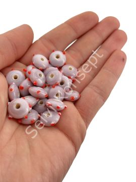 Murano Çıkıntılı Rondela Cam Boncuk Mürdüm 10 Adet