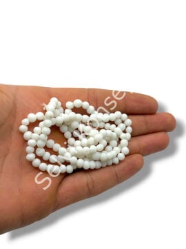 El Yapımı Mat Yuvarlak Dizi Cam Boncuk Kar Beyaz 4~5 mm