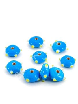 Murano Çıkıntılı Rondela Cam Boncuk Mavi 10 Adet