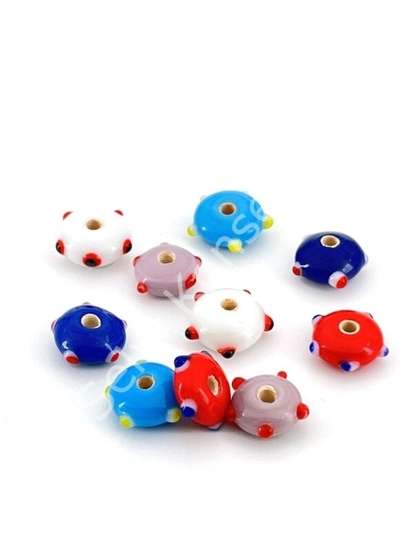 Murano Çıkıntılı Rondela Cam Boncuk Karışık Renkli 25 Adet