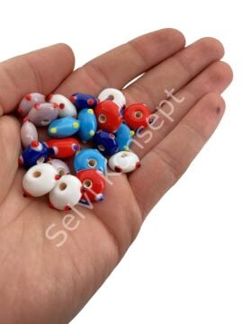 Murano Çıkıntılı Rondela Cam Boncuk Karışık Renkli 25 Adet