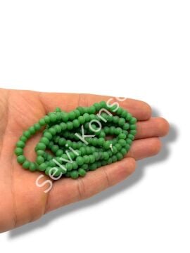 El Yapımı Mat Yuvarlak Dizi Cam Boncuk Yeşil 4~5 mm