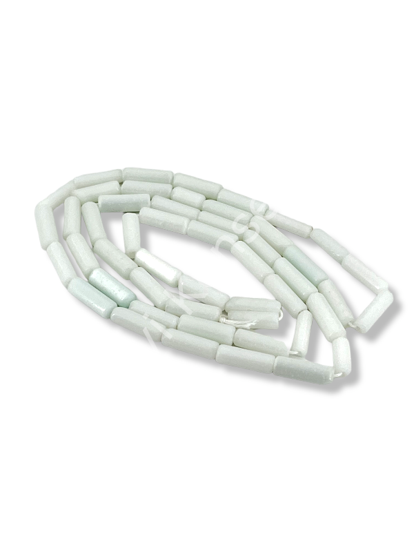 Boru Kedi Gözü Cam Boncuk Beyaz 15x4 mm