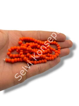 El Yapımı Mat Yuvarlak Dizi Cam Boncuk Turuncu 4~5 mm