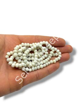 El Yapımı Mat Yuvarlak Dizi Cam Boncuk Kirli Beyaz 4~5 mm