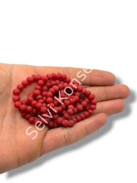 El Yapımı Mat Yuvarlak Dizi Cam Boncuk Bordo 4~5 mm