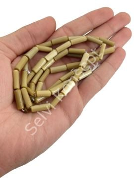 Boru Kedi Gözü Cam Boncuk Kahverengi 15x4 mm