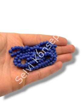 El Yapımı Mat Yuvarlak Dizi Cam Boncuk Lacivert 4~5 mm