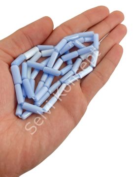 Boru Kedi Gözü Cam Boncuk Lila 15x4 mm