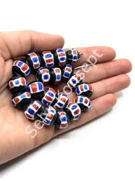 El Yapımı Afrika Chevron Rondela Cam Boncuk Dizi 15x10 mm