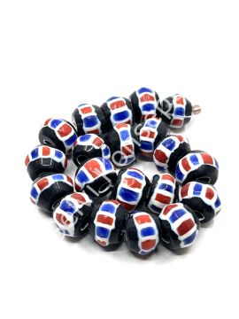 El Yapımı Afrika Chevron Rondela Cam Boncuk Dizi 15x10 mm