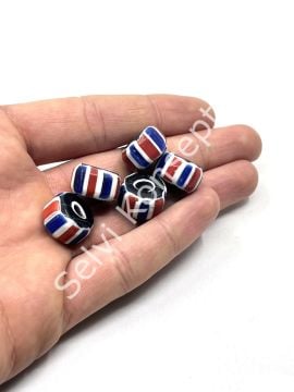 El Yapımı Afrika Chevron Rondela Cam Boncuk Dizi 16x10 mm