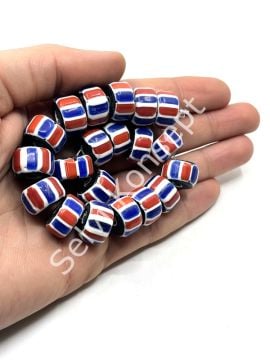 El Yapımı Afrika Chevron Rondela Cam Boncuk Dizi 16x10 mm