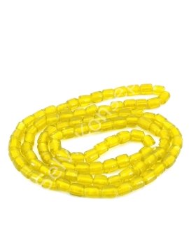 Silindir Hint Cam Boncuğu Şeffaf Sarı 6 mm 1 Dizi