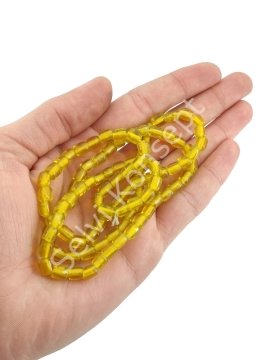 Silindir Hint Cam Boncuğu Şeffaf Sarı 6 mm 1 Dizi