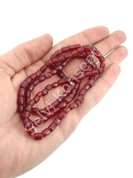 Silindir Hint Cam Boncuğu Şeffaf Kırmızı 6 mm 1 Dizi