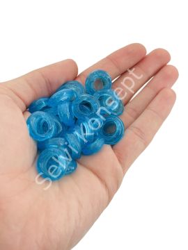 Kalıpsız Dilgöz Cam Boncuk Şeffaf Mavi 30 Adet