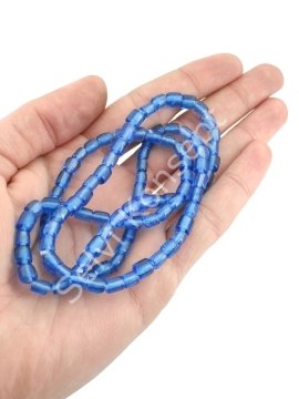 Silindir Hint Cam Boncuğu Saks Mavi 6 mm 1 Dizi
