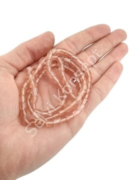 Silindir Hint Cam Boncuğu Şeffaf Pembe 6 mm 1 Dizi