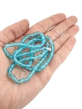 Silindir Hint Cam Boncuğu Cam Mavi 6 mm 1 Dizi