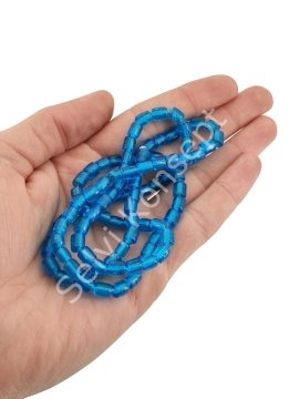 Silindir Hint Cam Boncuğu Şeffaf Mavi 6 mm 1 Dizi