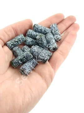 El Yapımı Beyaz Kırçıllı Mısır İşi Cam Boncuk 20 Adet