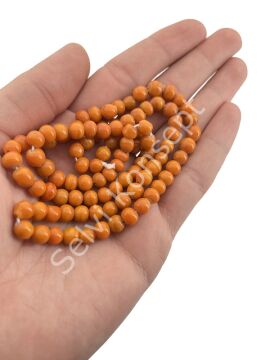 Yuvarlak Kuzu Cam Boncuk Parlak Turuncu 7 mm 1 Dizi