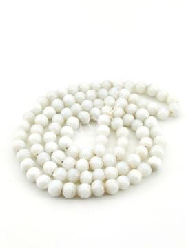 Yuvarlak Kuzu Cam Boncuk Parlak Beyaz 7-8 mm 1 Dizi