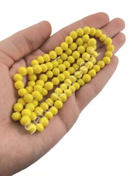 Yuvarlak Kuzu Cam Boncuk Parlak Sarı 7-8 mm 1 Dizi