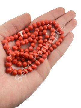 Yuvarlak Kuzu Cam Boncuk Parlak Kırmızı 7-8 mm 1 Dizi
