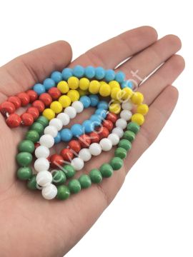 Yuvarlak Kuzu Cam Boncuk Parlak Karışık Renkli 7-8 mm 1 Dizi