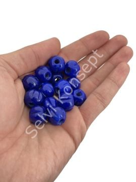 Lacivert Makarna Cam Boncuk 10 Adet