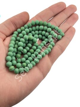 Yuvarlak Kuzu Cam Boncuk Mat Yeşil 7 mm 1 Dizi