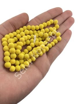 Yuvarlak Kuzu Cam Boncuk Mat Sarı 7-8 mm 1 Dizi