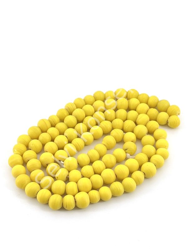 Yuvarlak Kuzu Cam Boncuk Mat Sarı 7-8 mm 1 Dizi