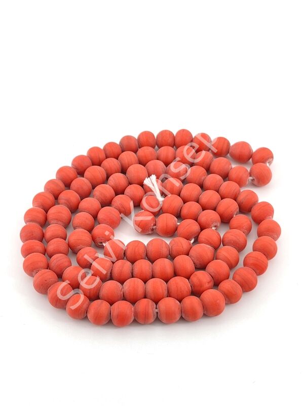Yuvarlak Kuzu Cam Boncuk Mat Kırmızı 7-8 mm 1 Dizi