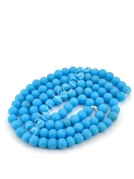Yuvarlak Kuzu Cam Boncuk Mat Mavi 7-8 mm 1 Dizi