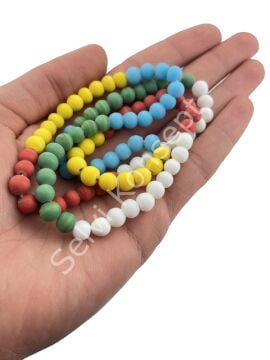 Yuvarlak Kuzu Cam Boncuk Mat Karışık Renkli 7-8 mm 1 Dizi