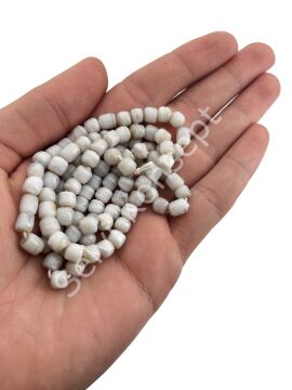 Silindir Kuzu Cam Boncuk Parlak Beyaz 5x5 mm 1 Dizi