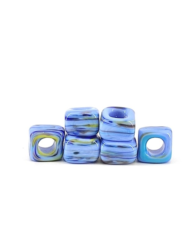 El Yapımı Lila Renkli Ebruli Murano Kare Boncuk