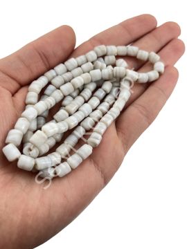 Silindir Kuzu Cam Boncuk Parlak Kirli Beyaz 6x7 mm 1 Dizi