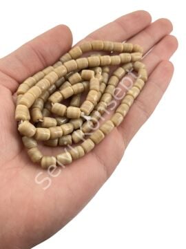Silindir Kuzu Cam Boncuk Parlak Krem 6x8 mm 1 Dizi