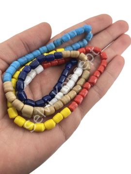 Silindir Kuzu Cam Boncuk Parlak Karışık Renkli 6x7 mm 1 Dizi